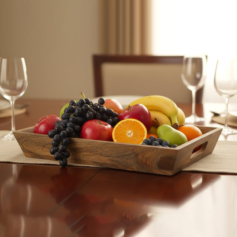 Metalsmith Elevated Edge Mango Wood Serving Platter for Kitchen