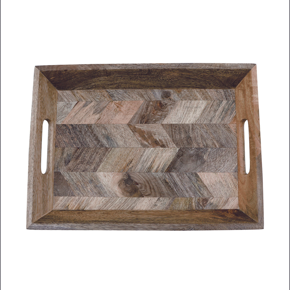 Metalsmith Elevated Edge Mango Wood Serving Platter for Kitchen