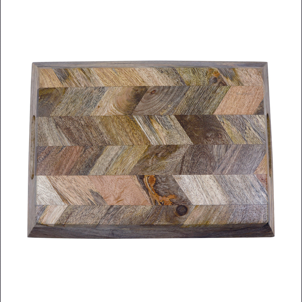 Metalsmith Elevated Edge Mango Wood Serving Platter for Kitchen