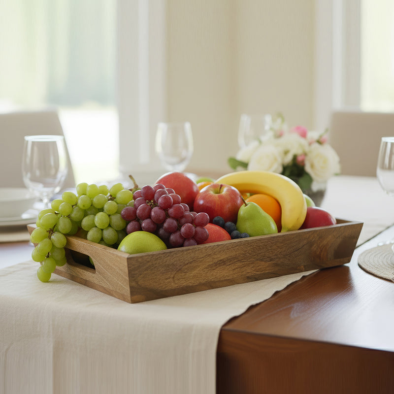 Metalsmith Elevated Edge Mango Wood Serving Platter for Kitchen