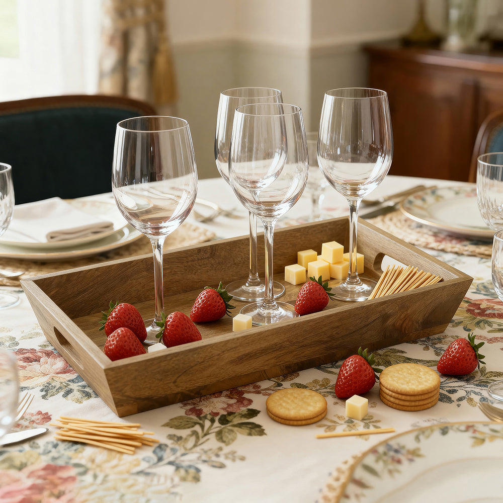 Metalsmith Elevated Edge Mango Wood Serving Platter for Kitchen