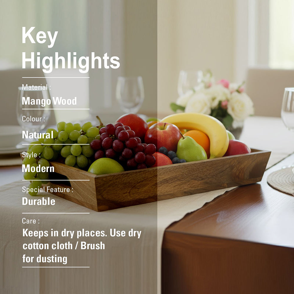 Metalsmith Elevated Edge Mango Wood Serving Platter for Kitchen