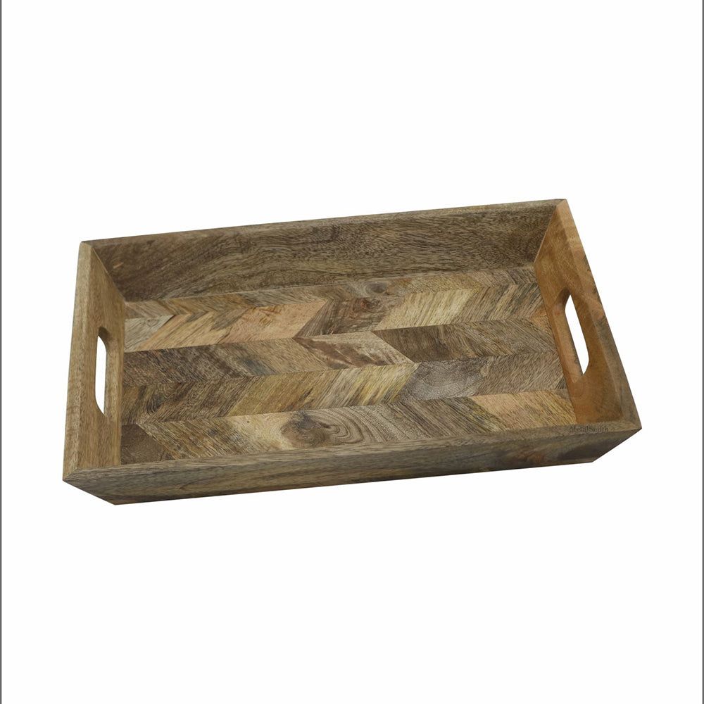 Metalsmith Elevated Edge Mango Wood Serving Platter for Kitchen