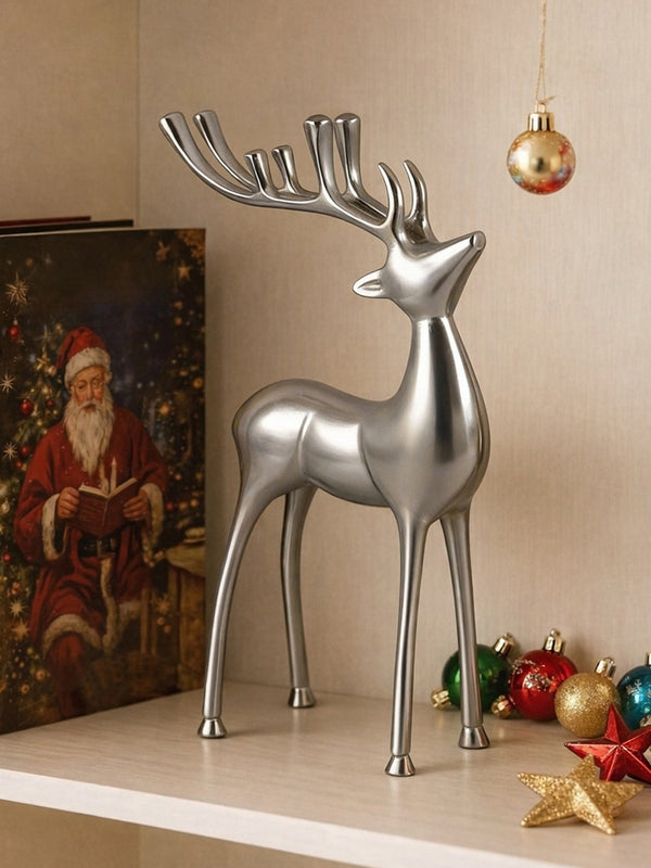 Metal Decorative Accent Reindeer, Large - Silver