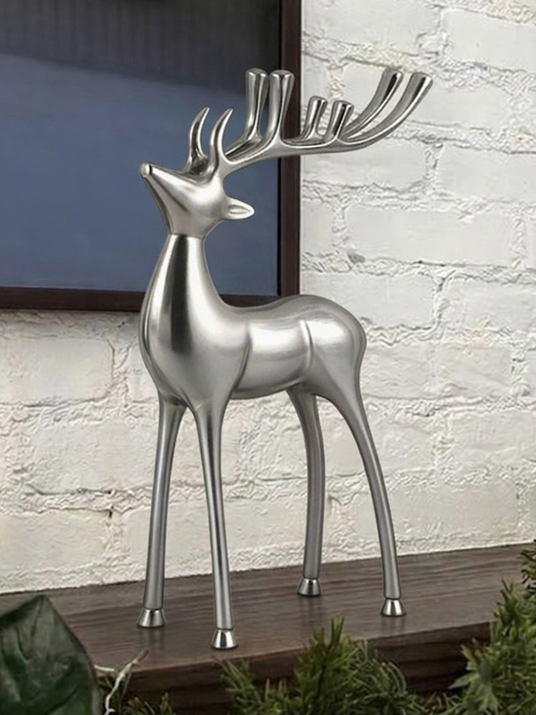 Metal Decorative Accent Reindeer, Large - Silver