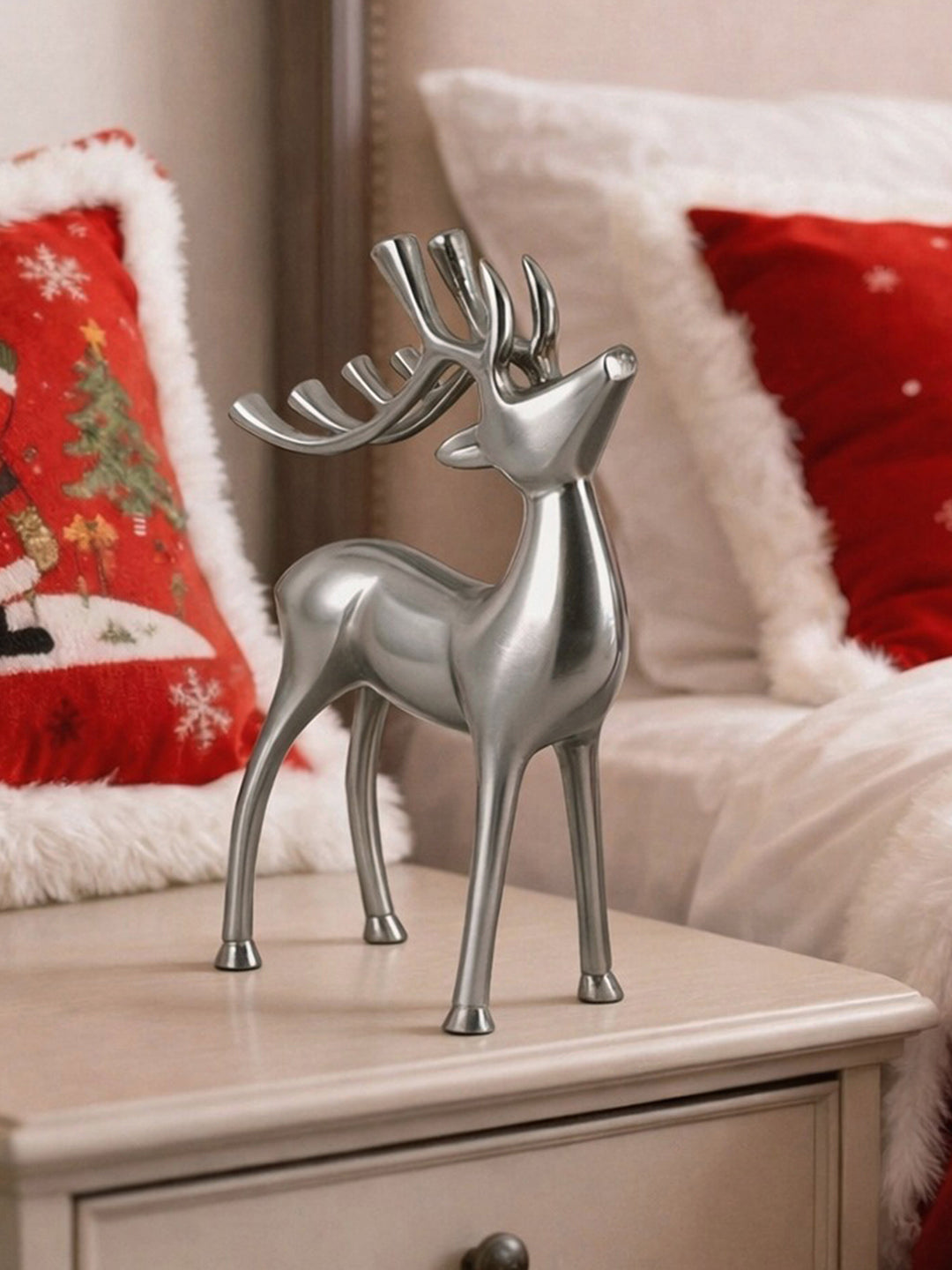 Metal Decorative Accent Reindeer, Small - Silver