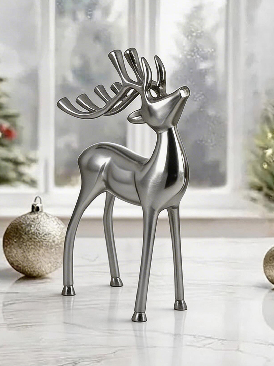Metal Decorative Accent Reindeer, Small - Silver