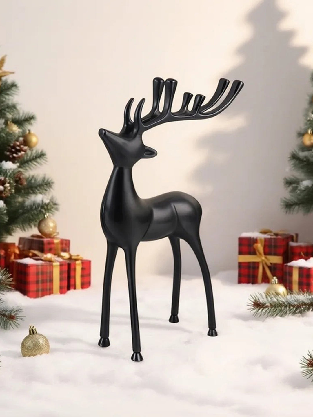 Metal Decorative Accent Reindeer, Large - Black