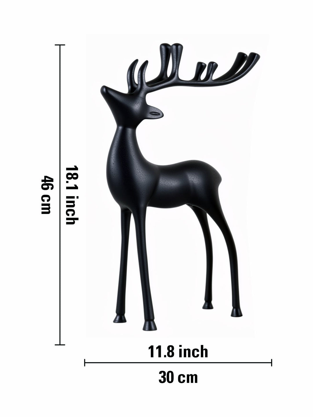 Metal Decorative Accent Reindeer, Large - Black
