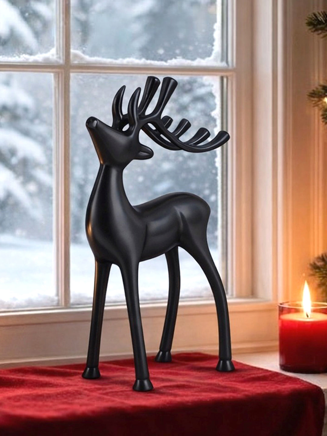 Metal Decorative Accent Reindeer, Small - Black