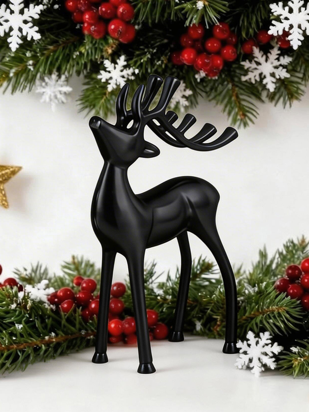 Metal Decorative Accent Reindeer, Small - Black