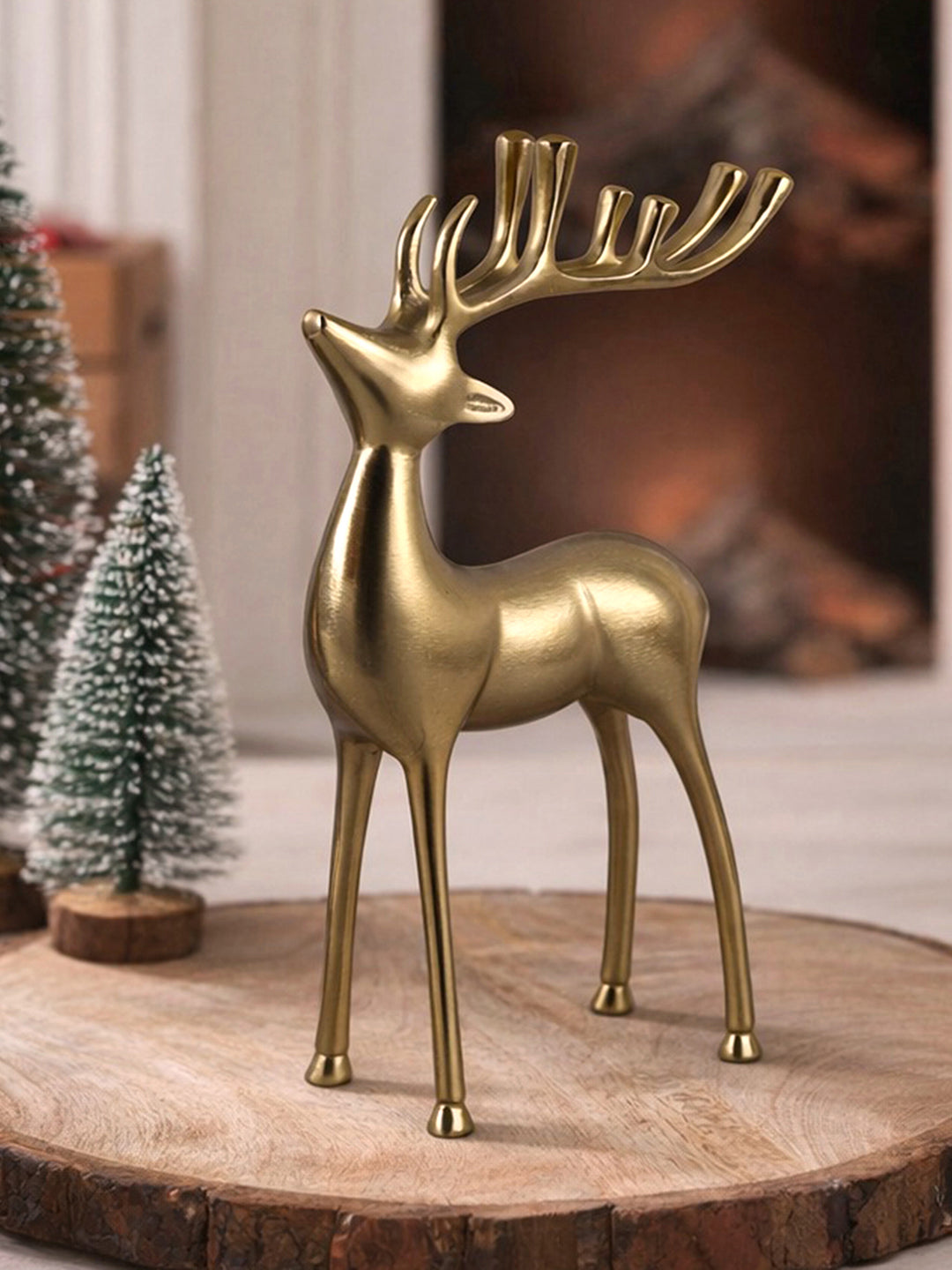 Metal Decorative Accent Reindeer, Large - Gold