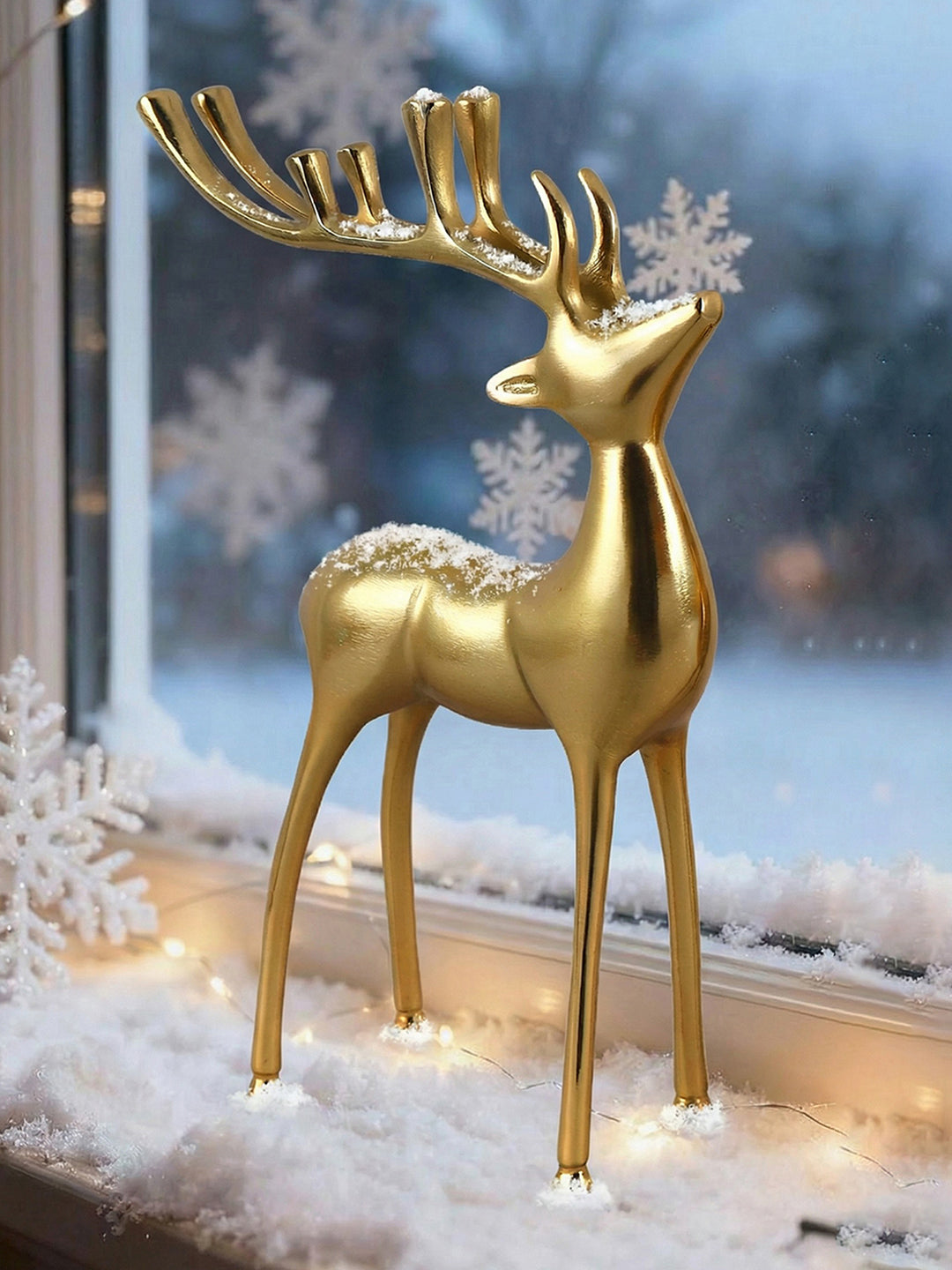 Metal Decorative Accent Reindeer, Large - Gold