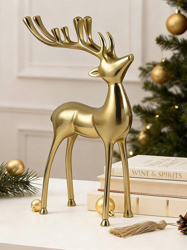 Metal Decorative Accent Reindeer, Large - Gold
