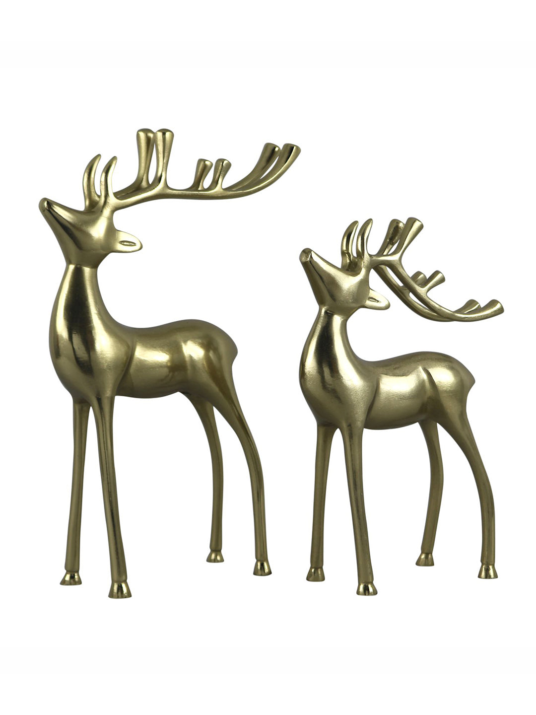 Metalsmith Contemporary Polished Gold Reindeer Figurine for Festive Home Decor Pack Of 2