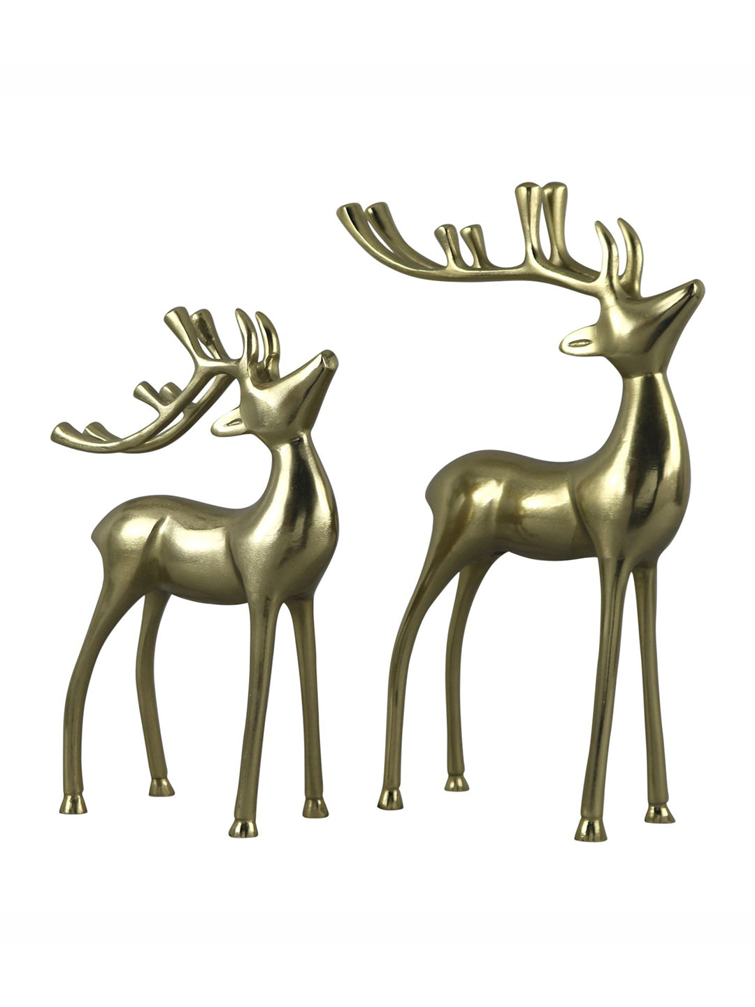Metalsmith Contemporary Polished Gold Reindeer Figurine for Festive Home Decor Pack Of 2