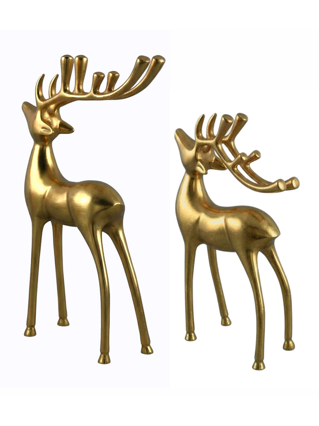 Metalsmith Contemporary Polished Gold Reindeer Figurine for Festive Home Decor Pack Of 2