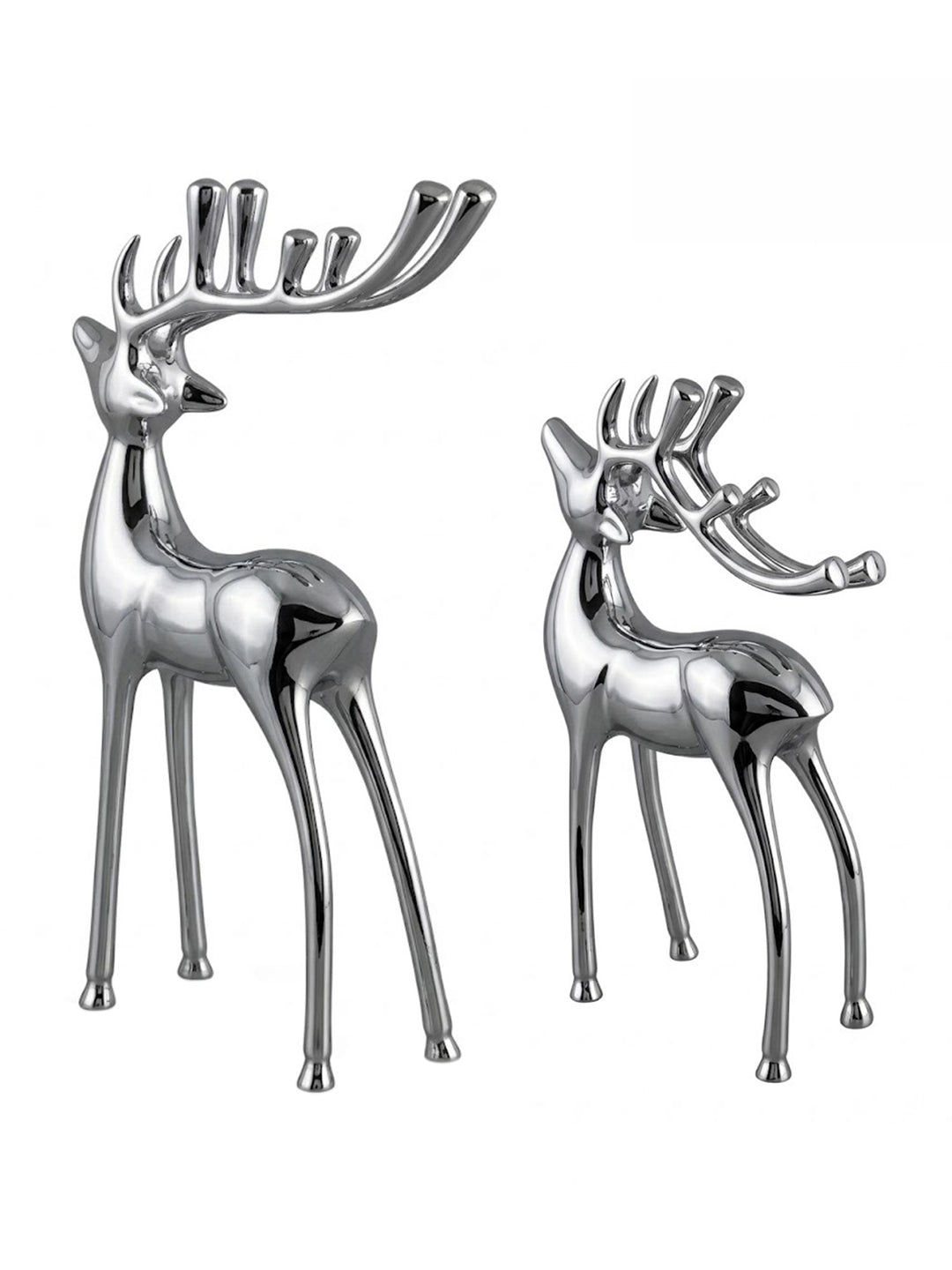 Metalsmith Contemporary Polished Nickle Reindeer Figurine for Festive Home Decor Pack Of 2