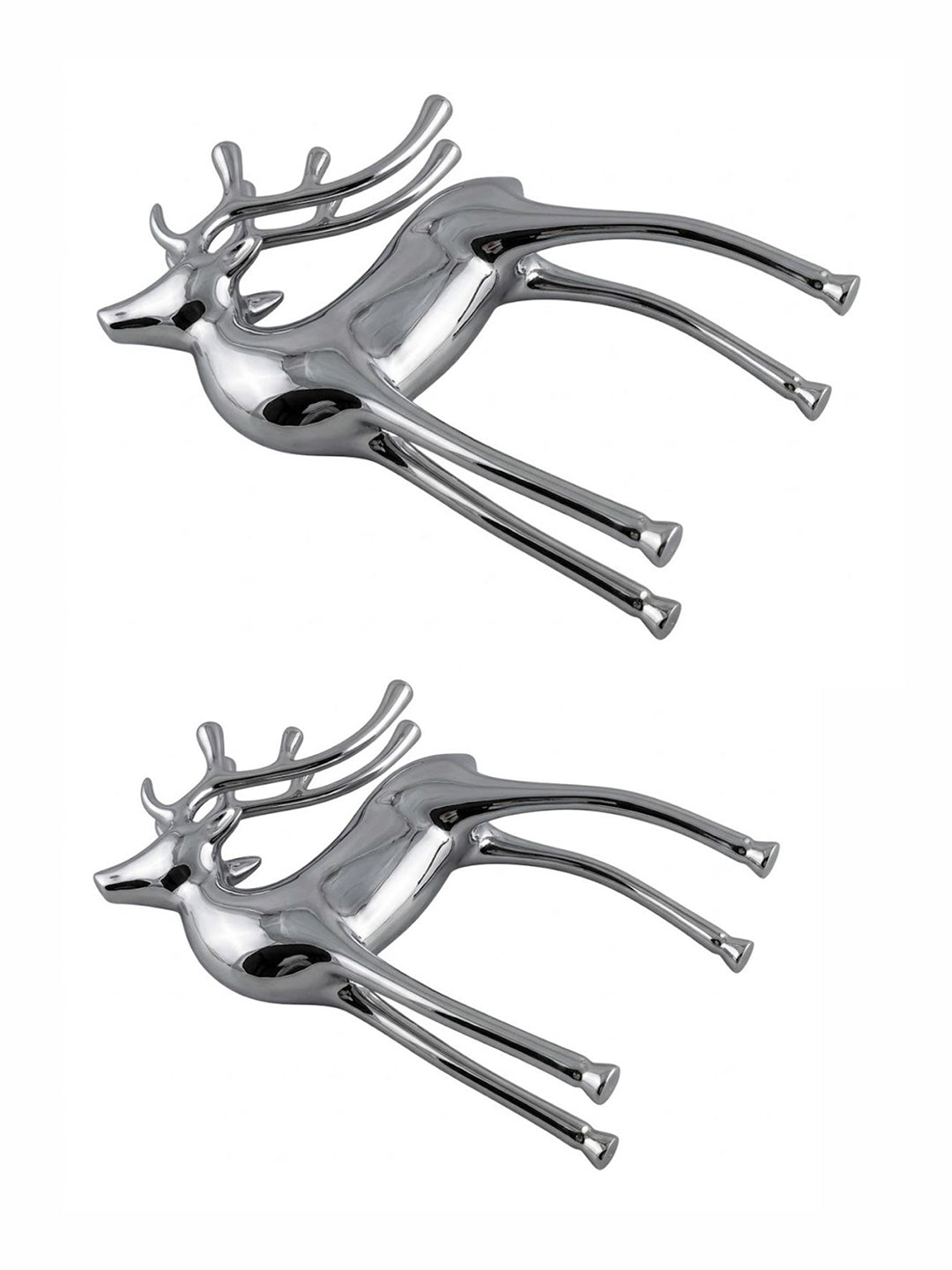 Metalsmith Contemporary Polished Nickle Reindeer Figurine for Festive Home Decor Pack Of 2