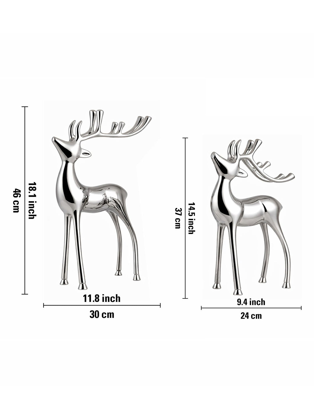 Metalsmith Contemporary Polished Nickle Reindeer Figurine for Festive Home Decor Pack Of 2