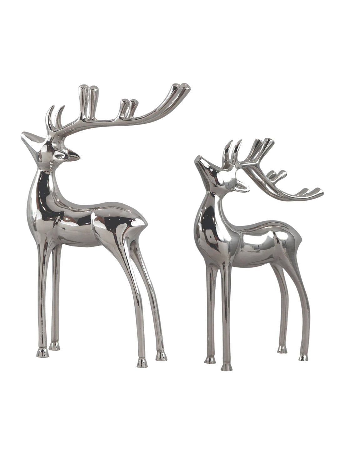Metalsmith Contemporary Polished Nickle Reindeer Figurine for Festive Home Decor Pack Of 2