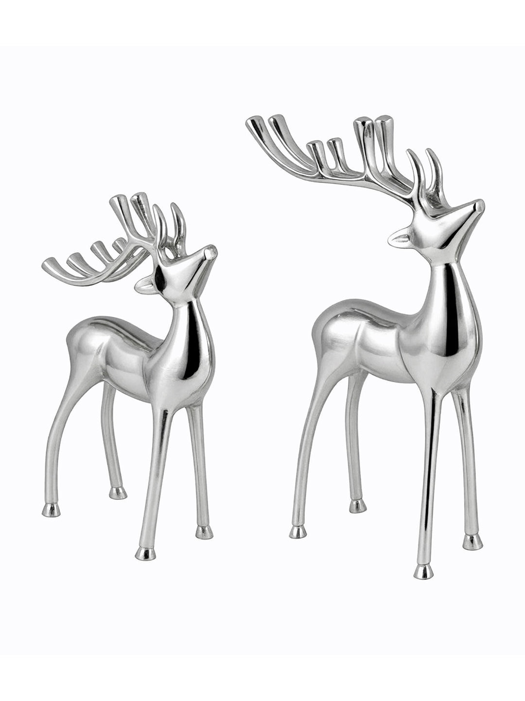 Metalsmith Contemporary Polished Nickle Reindeer Figurine for Festive Home Decor Pack Of 2