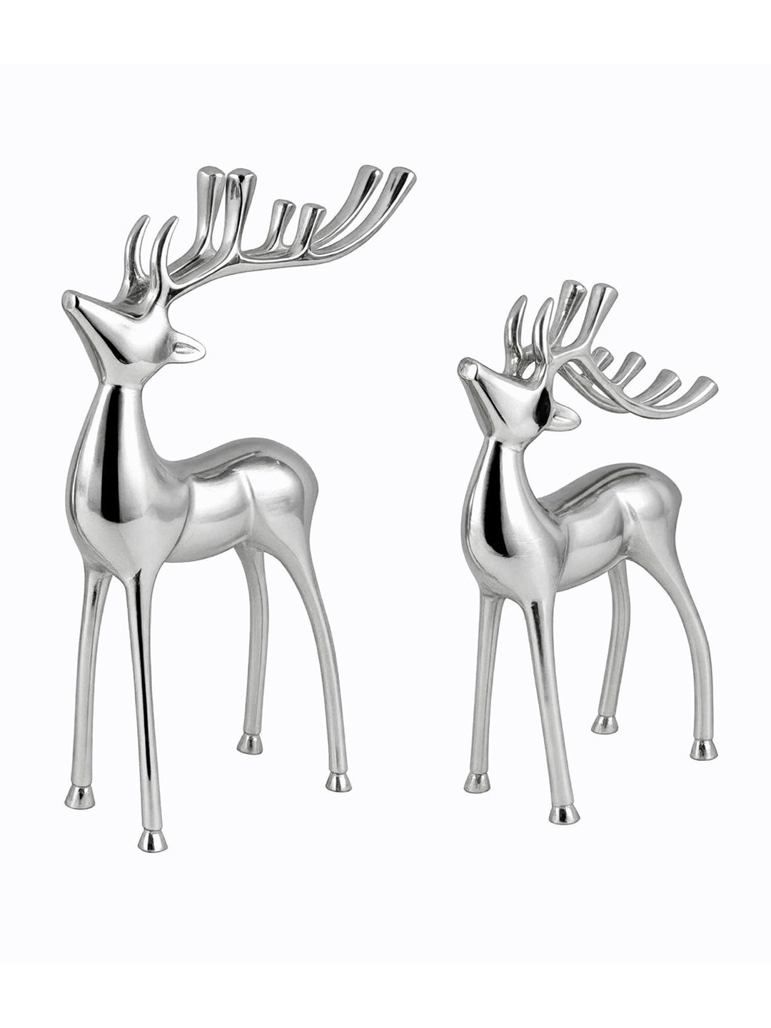 Metalsmith Contemporary Polished Nickle Reindeer Figurine for Festive Home Decor Pack Of 2