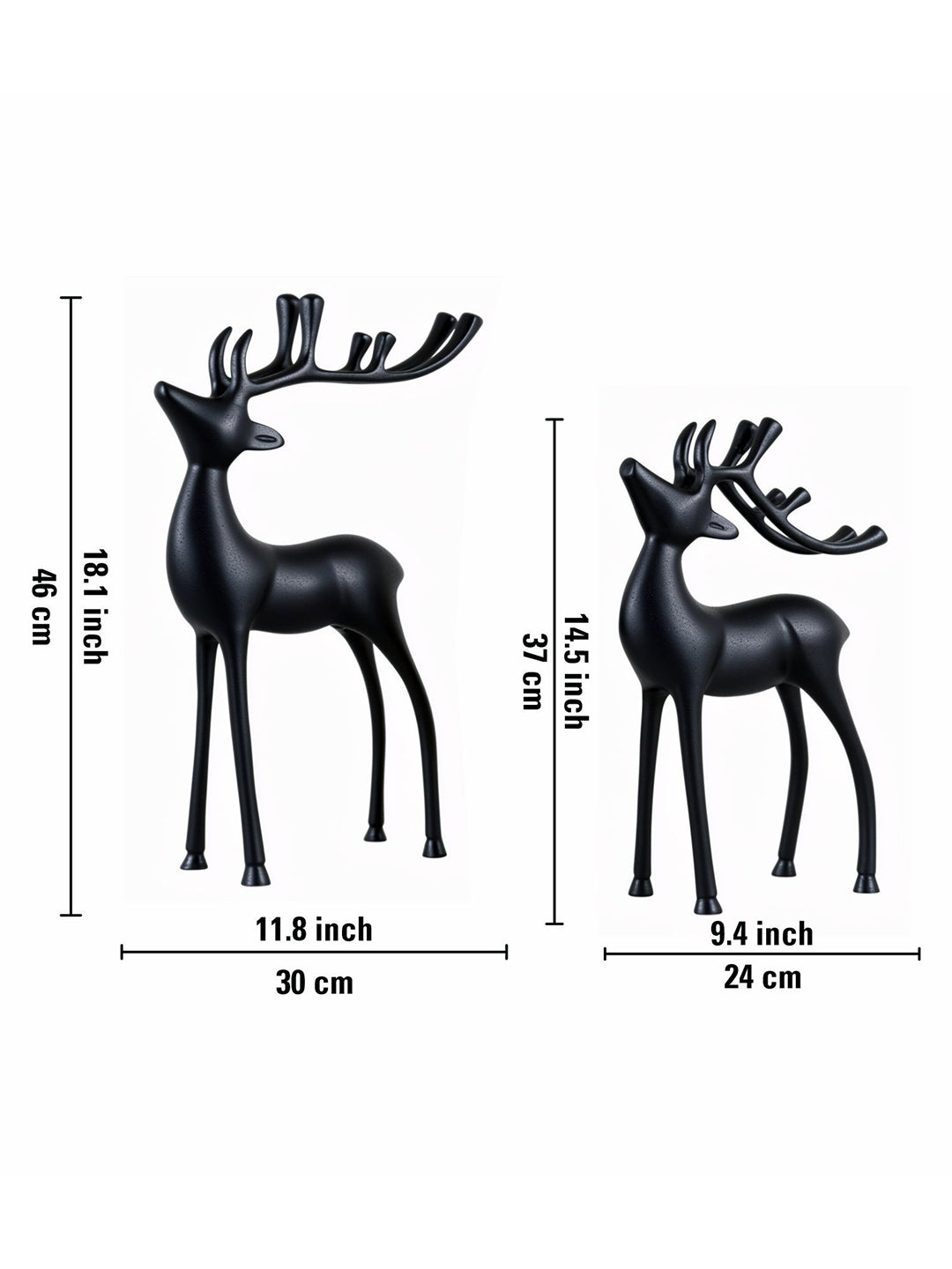 Metalsmith Contemporary Polished Black Reindeer Figurine for Festive Home Decor Pack Of 2