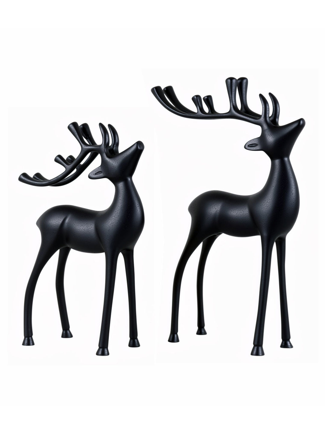 Metalsmith Contemporary Polished Black Reindeer Figurine for Festive Home Decor Pack Of 2