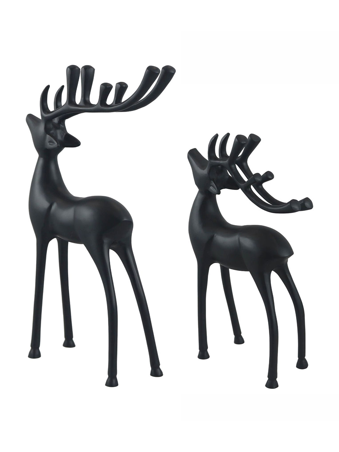 Metalsmith Contemporary Polished Black Reindeer Figurine for Festive Home Decor Pack Of 2