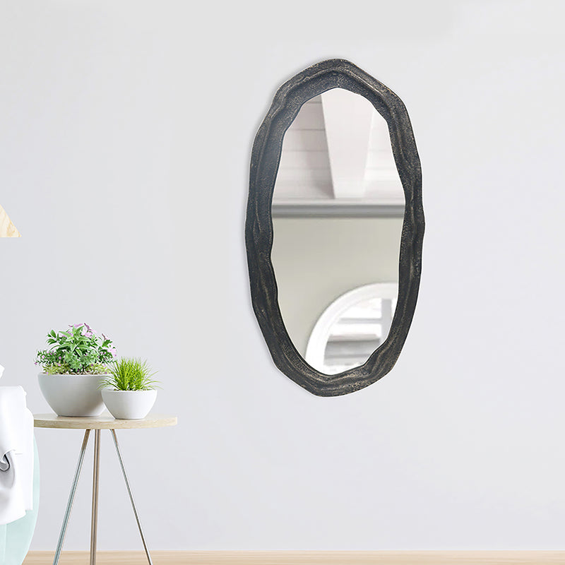 Metal Oval Shaped Black Wall Hanging Mirror