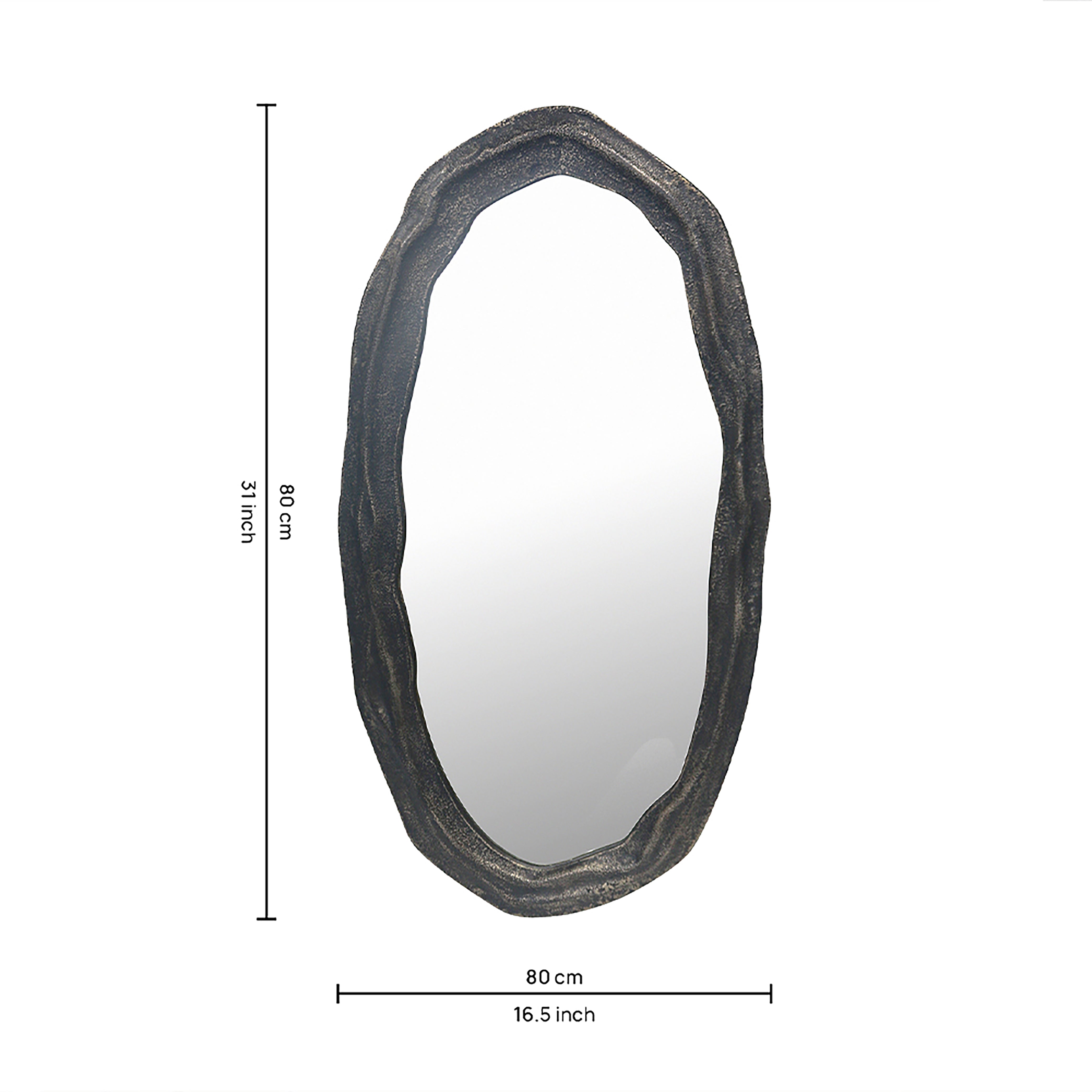 Metal Oval Shaped Black Wall Hanging Mirror