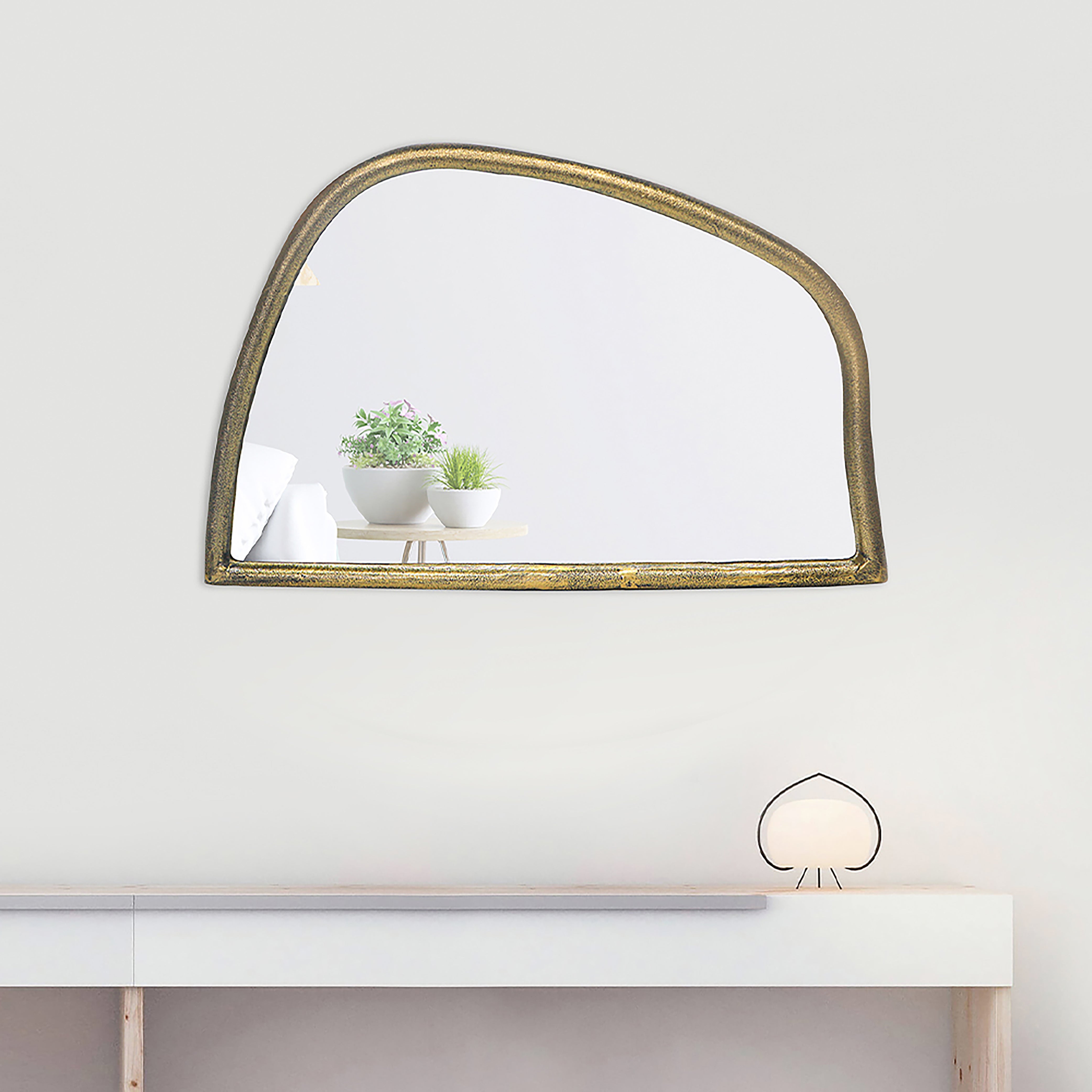 Metal Organic Shape Wall Hanging Mirror Gold