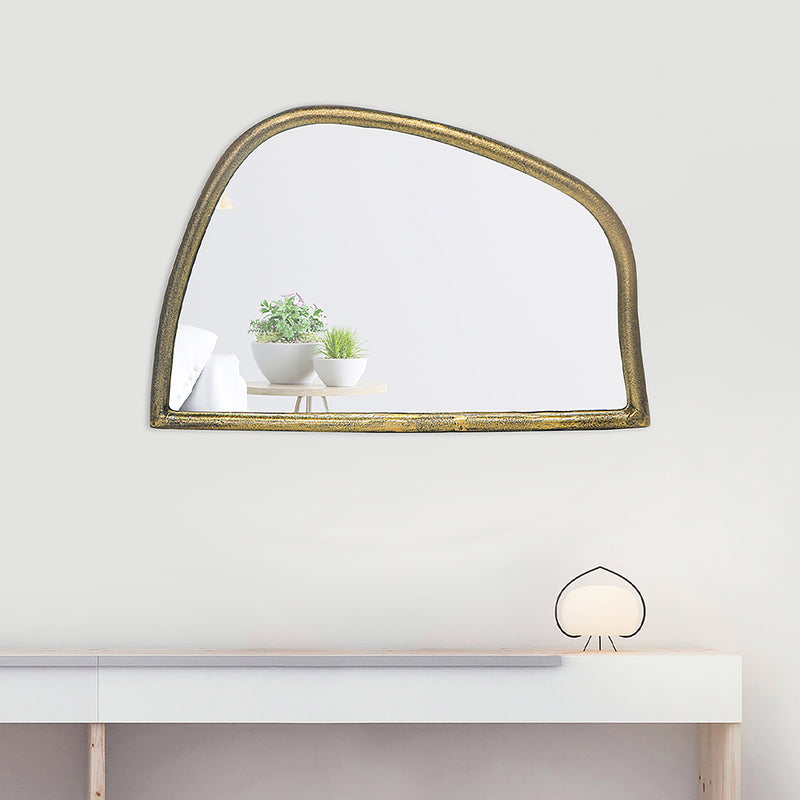 Metal Organic Shape Wall Hanging Mirror Gold