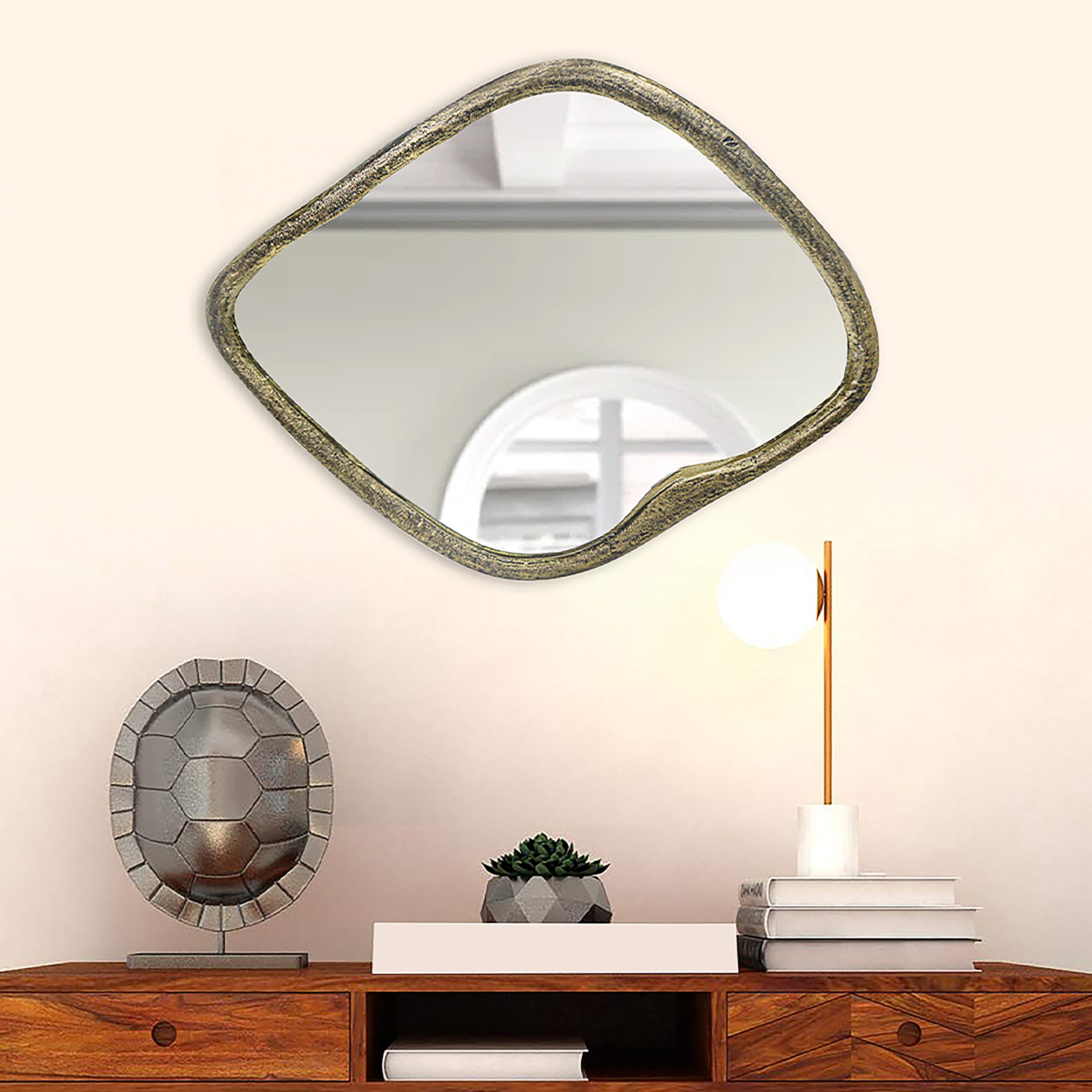 Metal Organic Shape Wall Hanging Mirror Gold