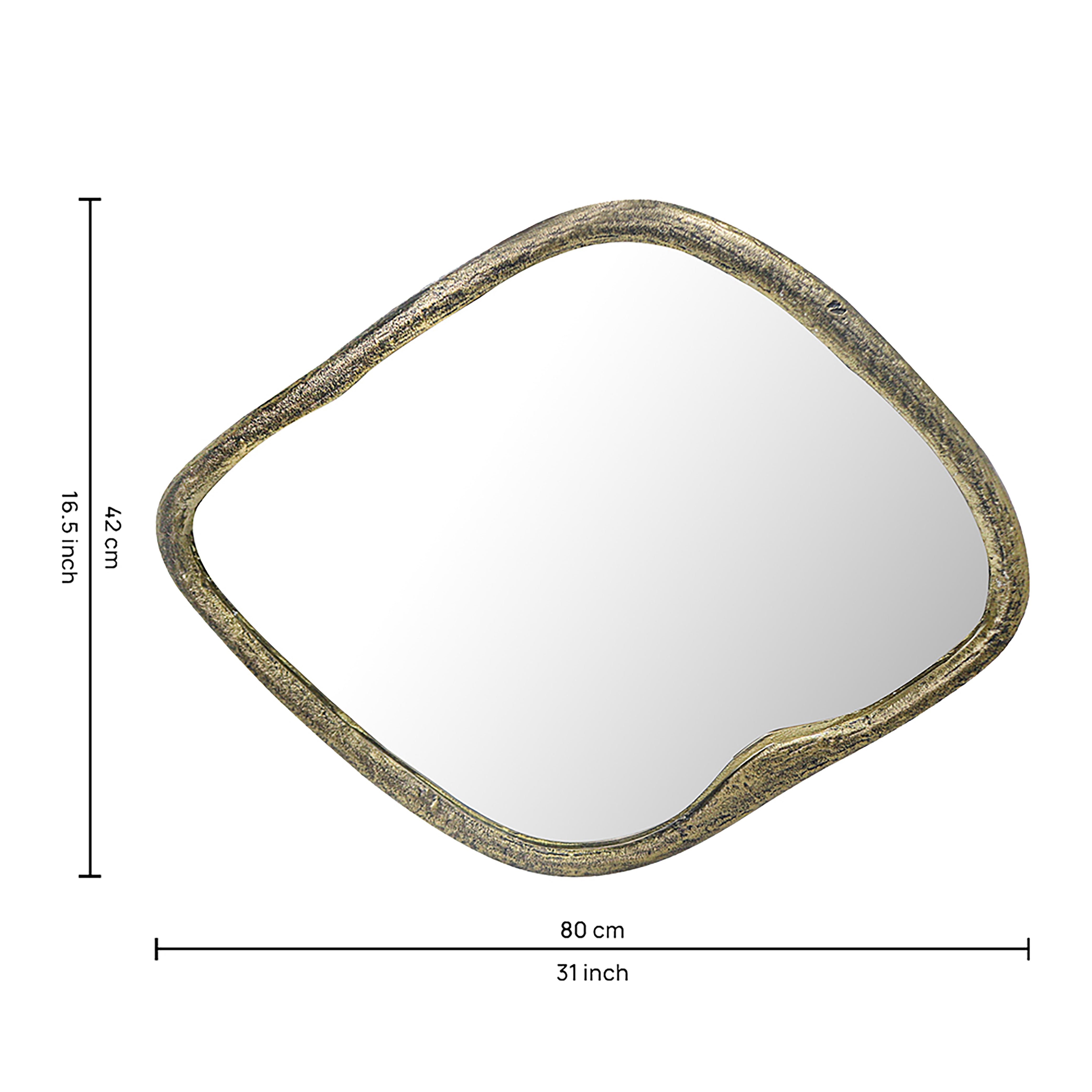 Metal Organic Shape Wall Hanging Mirror Gold