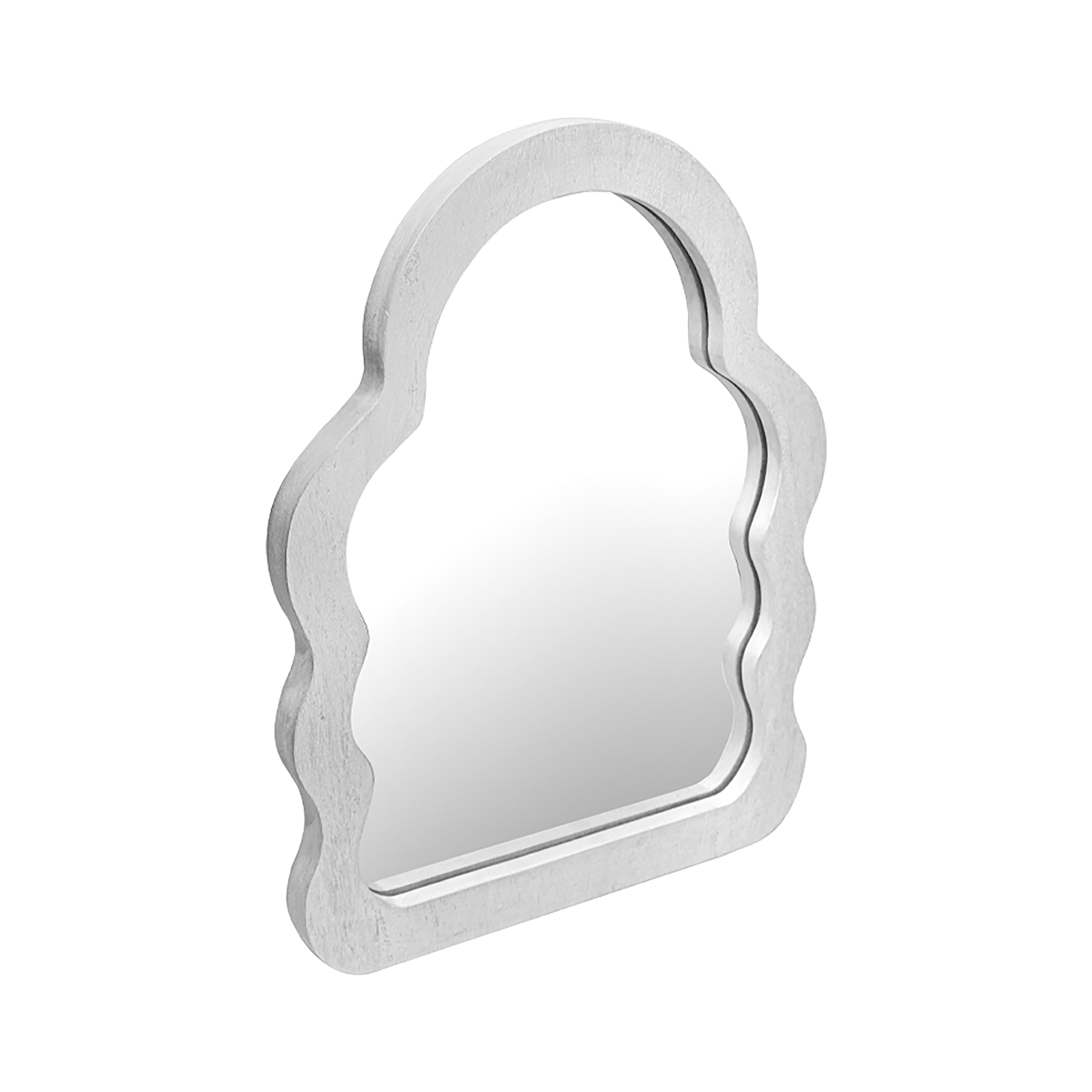 Decorative Wooden Wall Hanging Mirror, White