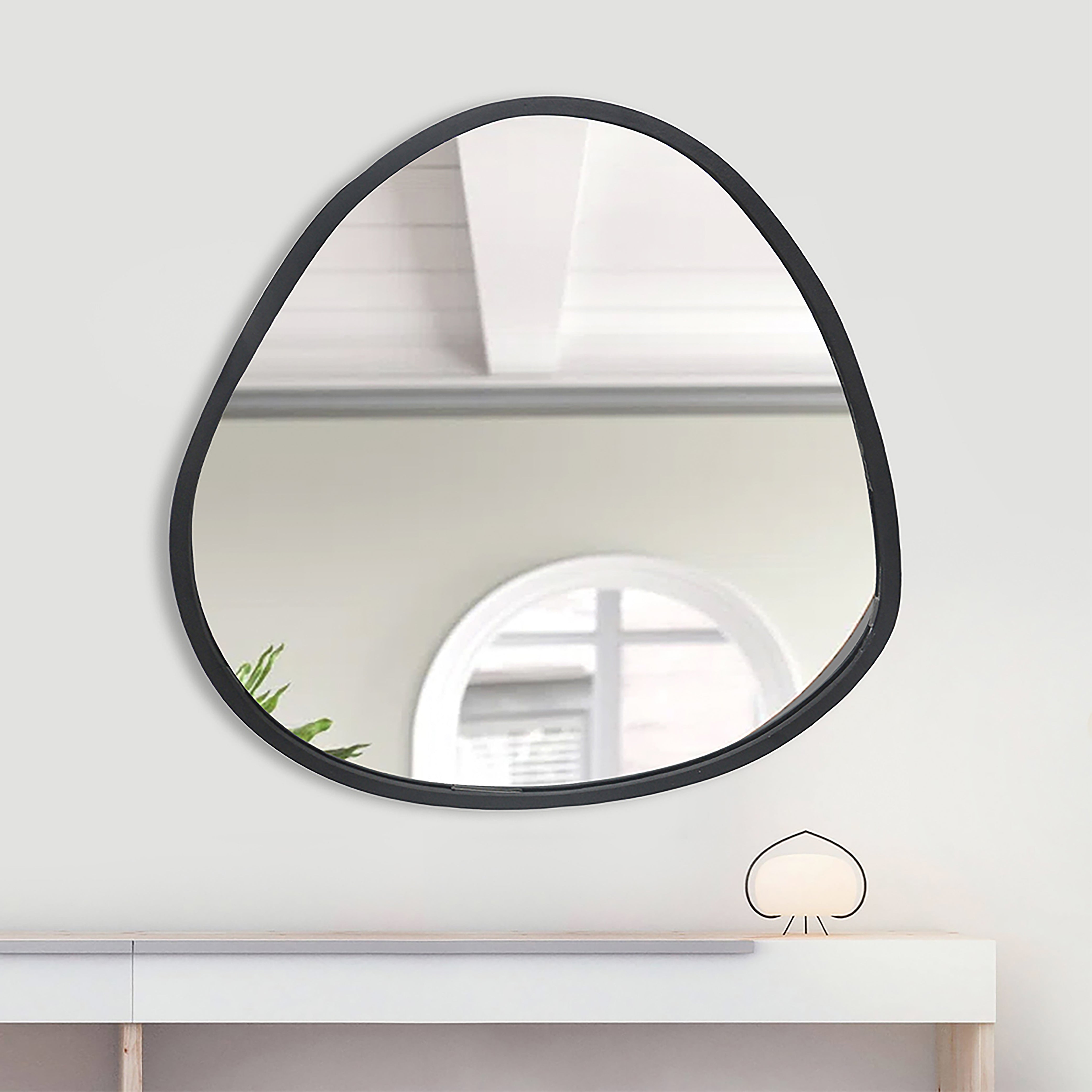 Metal Organic shape Wall Hanging Mirror, Black