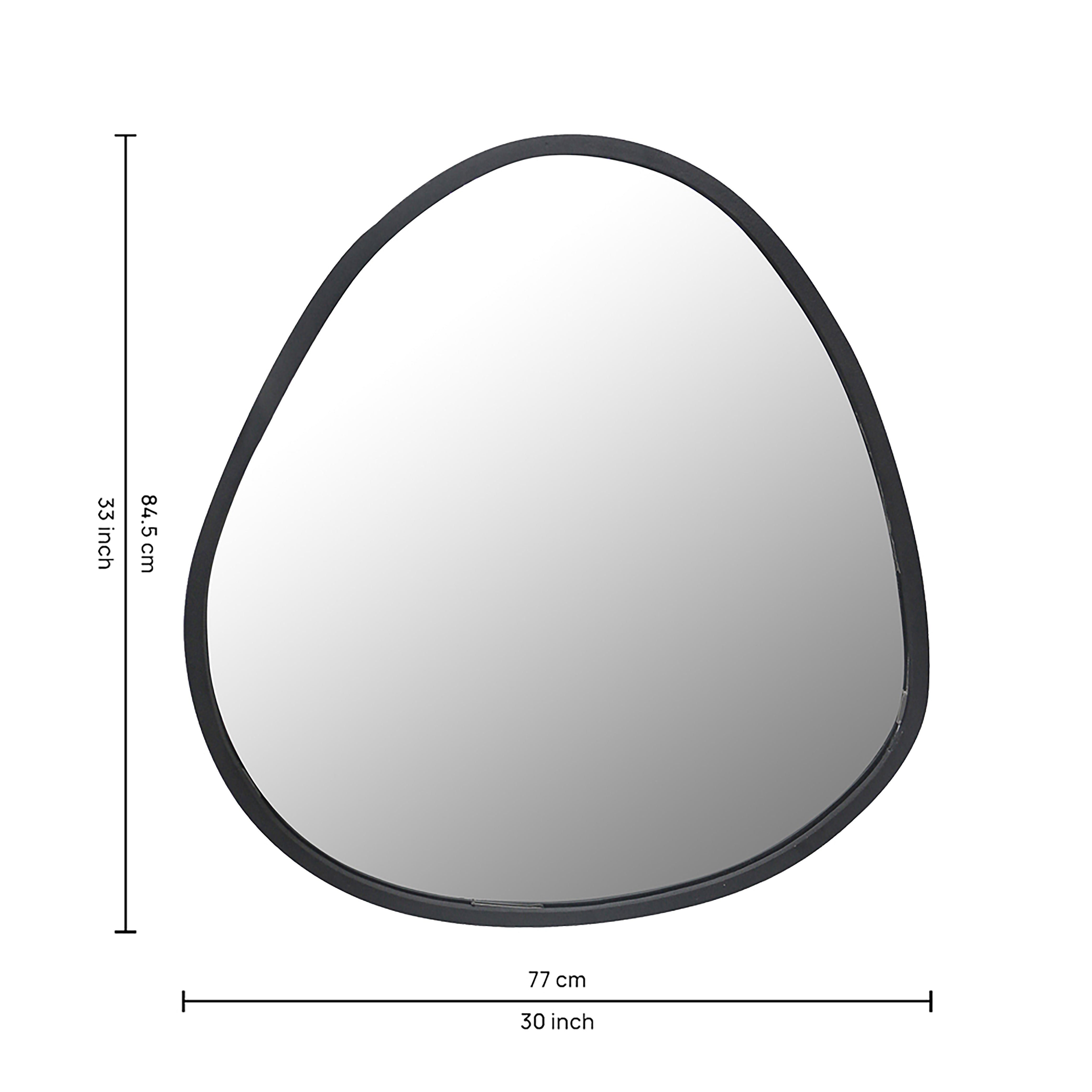 Metal Organic shape Wall Hanging Mirror, Black