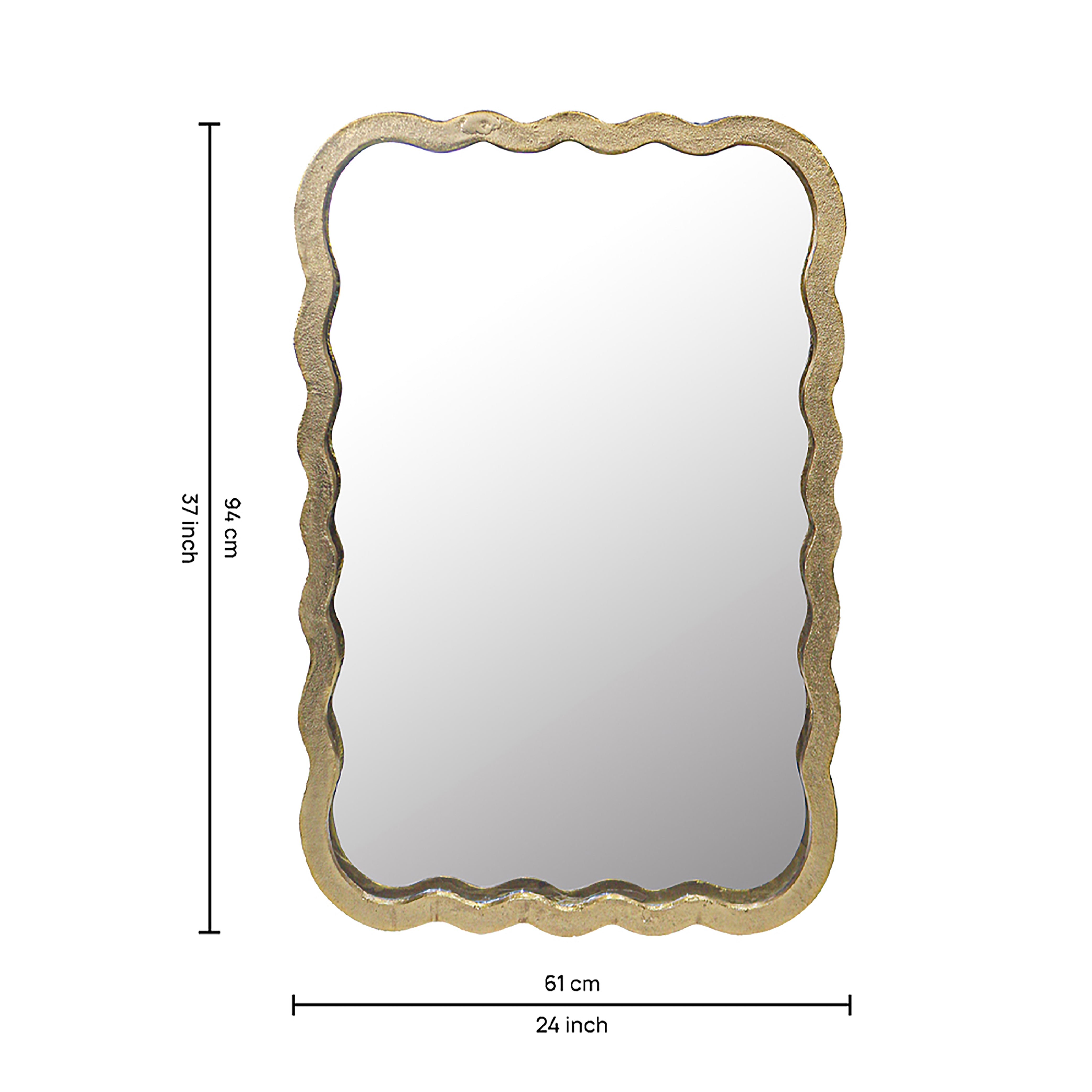 Elegant Metal Wall Hanging Mirror, Gold