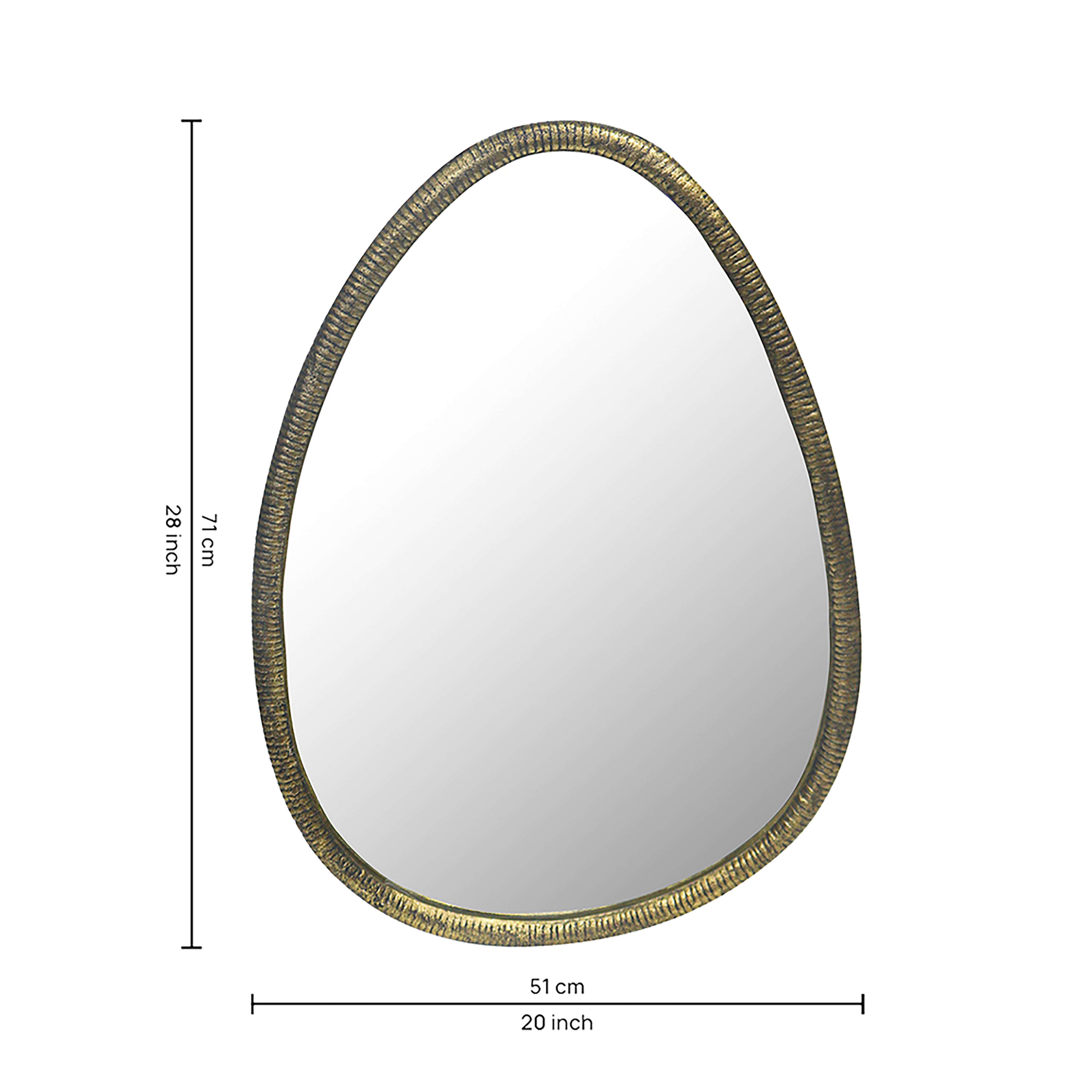 Elegant Metal Organic Shape Wall Hanging Mirror, Gold