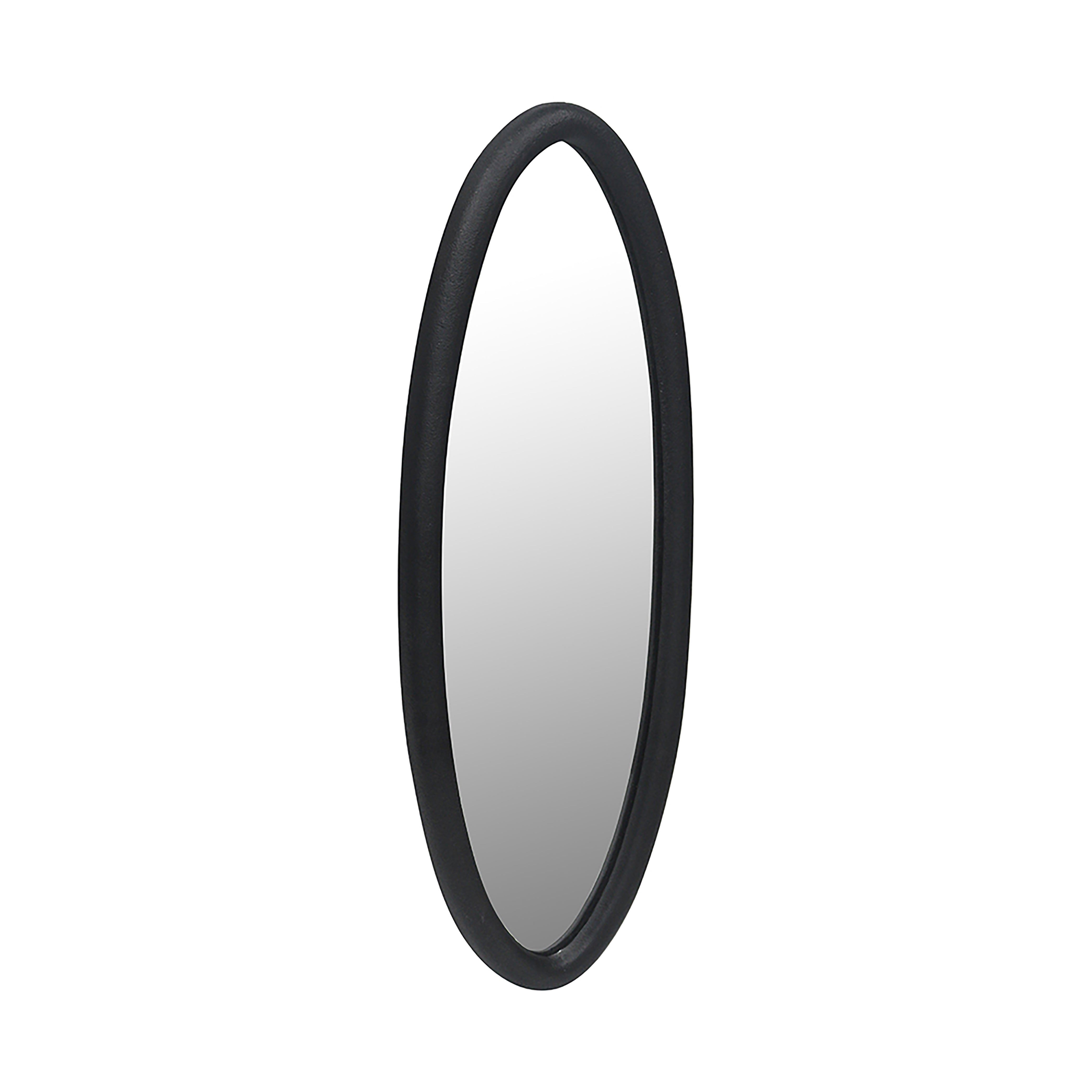 Decorative Metal Oval Shape Wall Hanging Mirror, Black