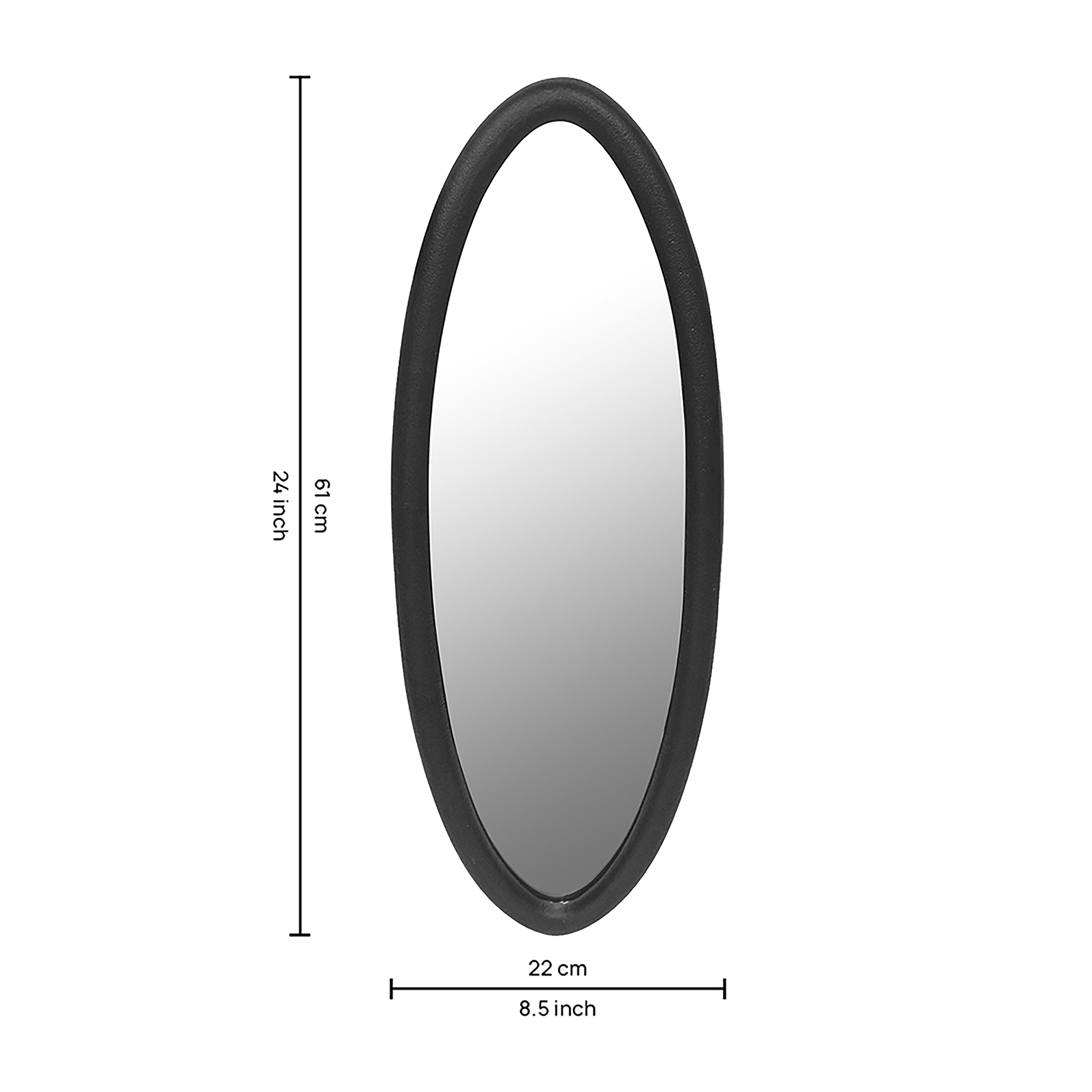 Decorative Metal Oval Shape Wall Hanging Mirror, Black