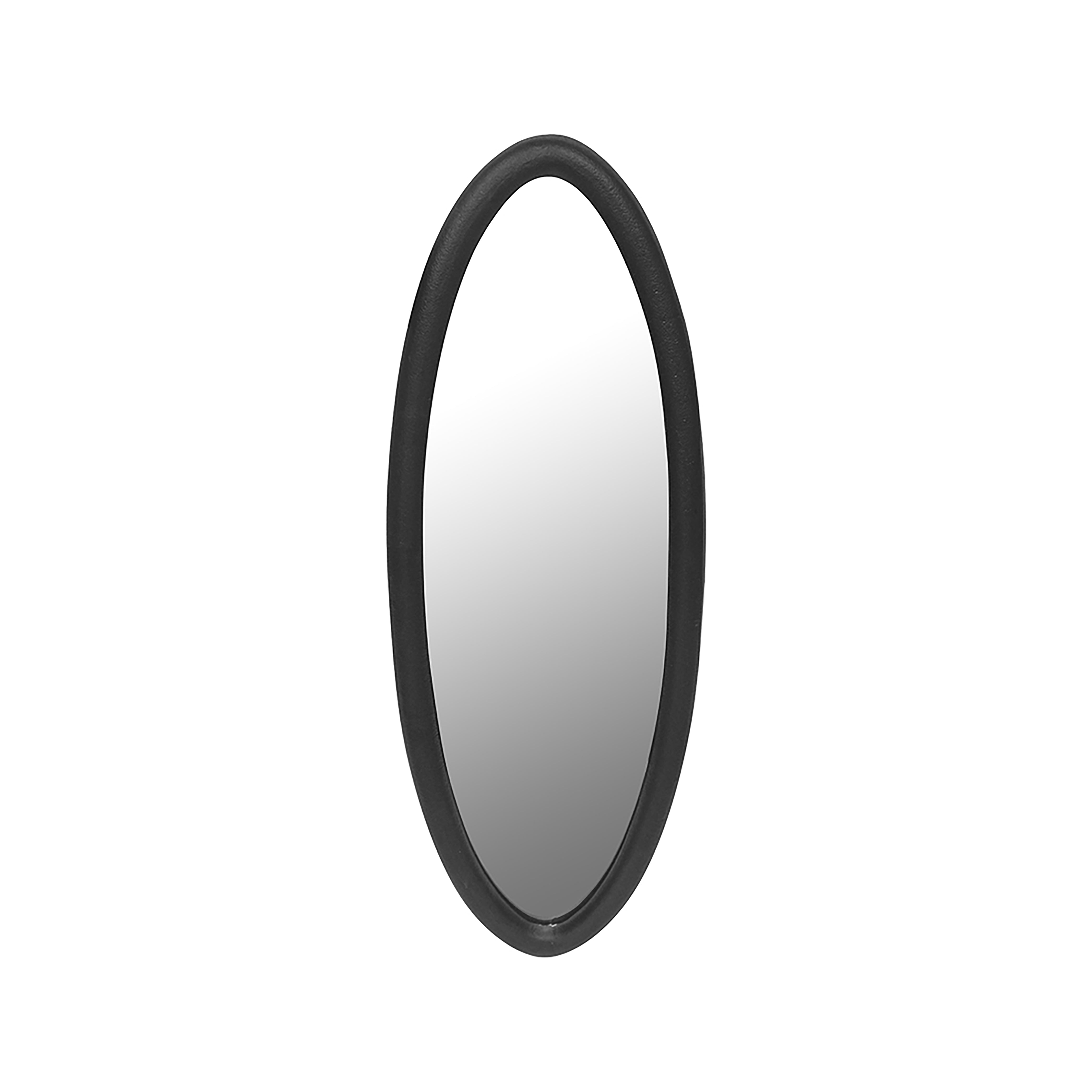 Decorative Metal Oval Shape Wall Hanging Mirror, Black