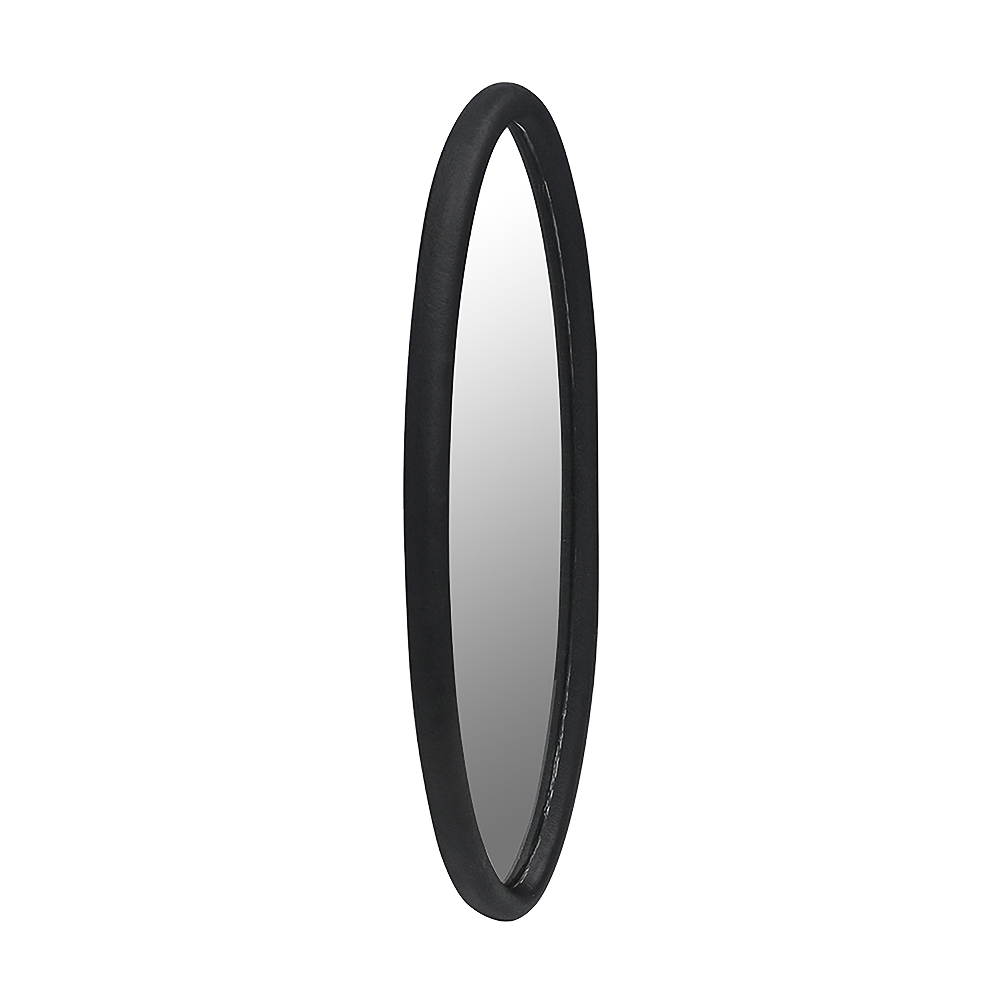 Decorative Metal Oval Shape Wall Hanging Mirror, Black