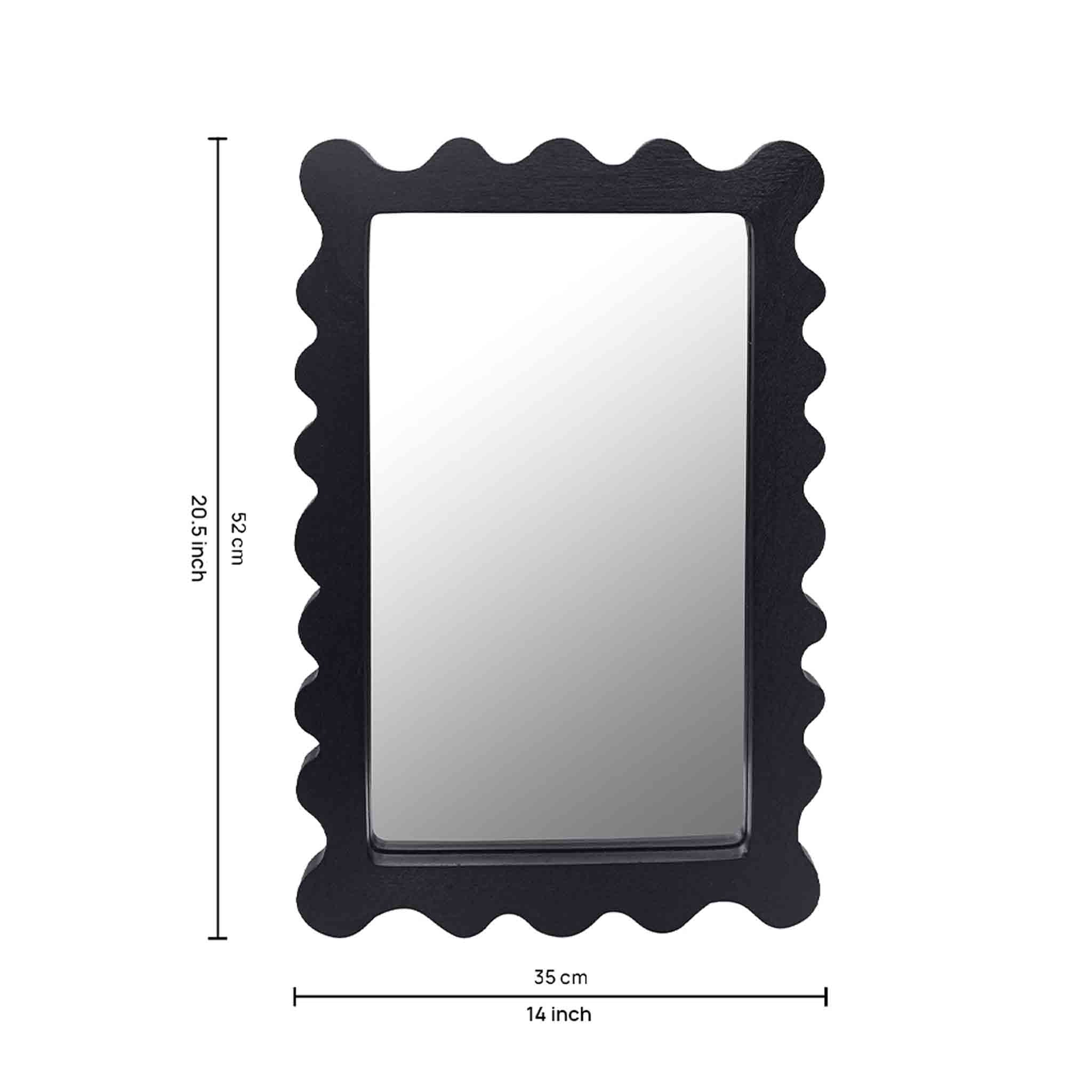 Wooden Rectangular Wall Hanging Mirror, Black