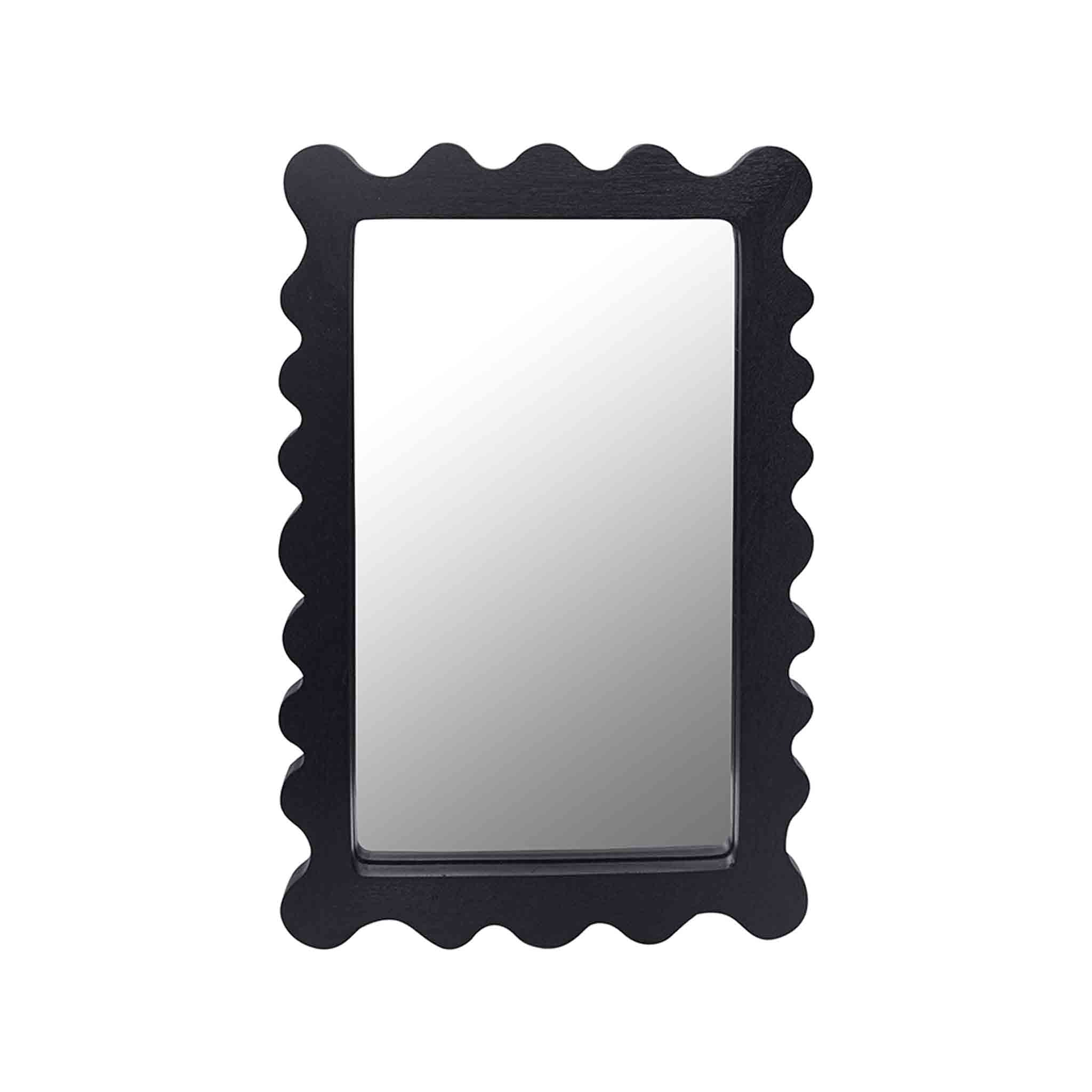 Wooden Rectangular Wall Hanging Mirror, Black