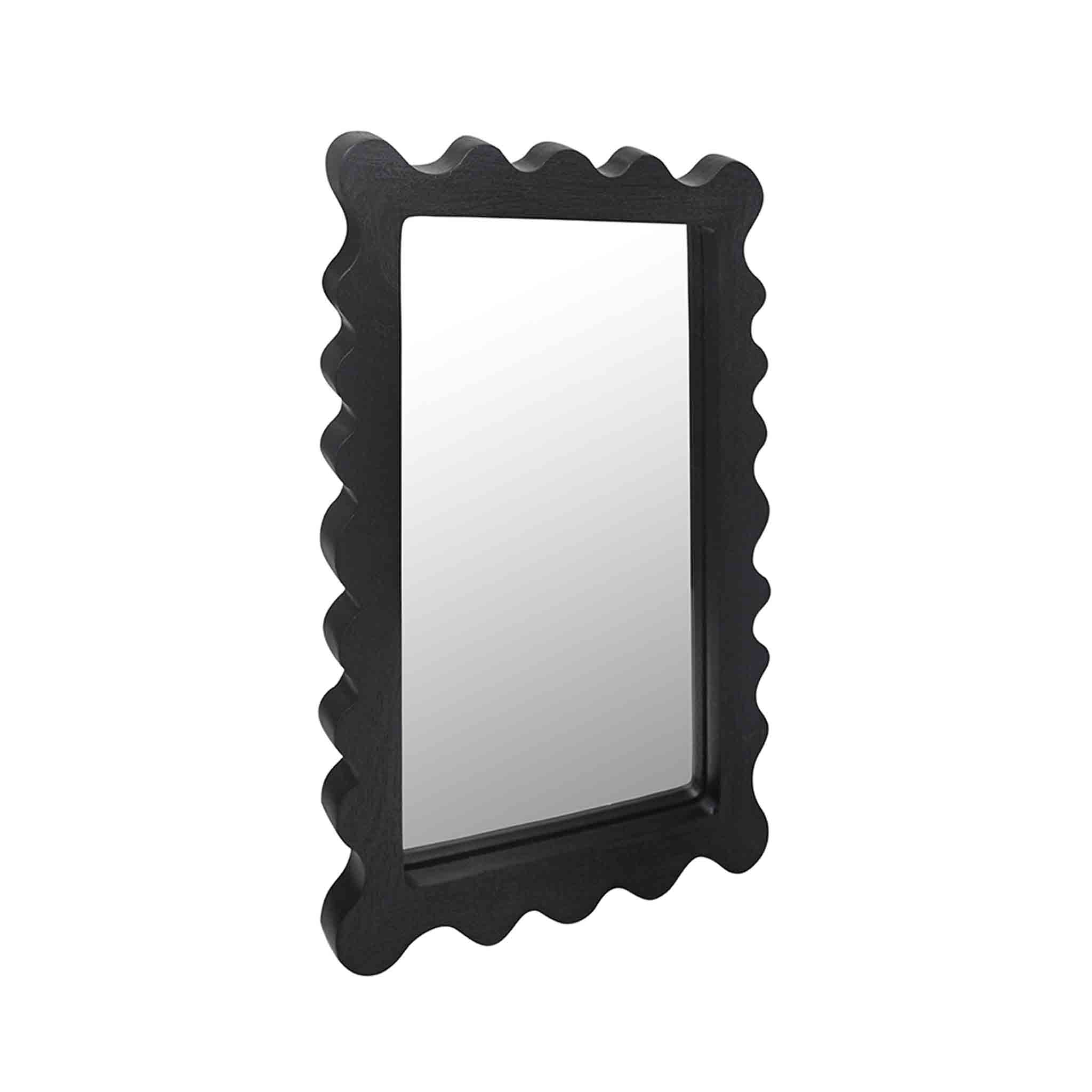Wooden Rectangular Wall Hanging Mirror, Black