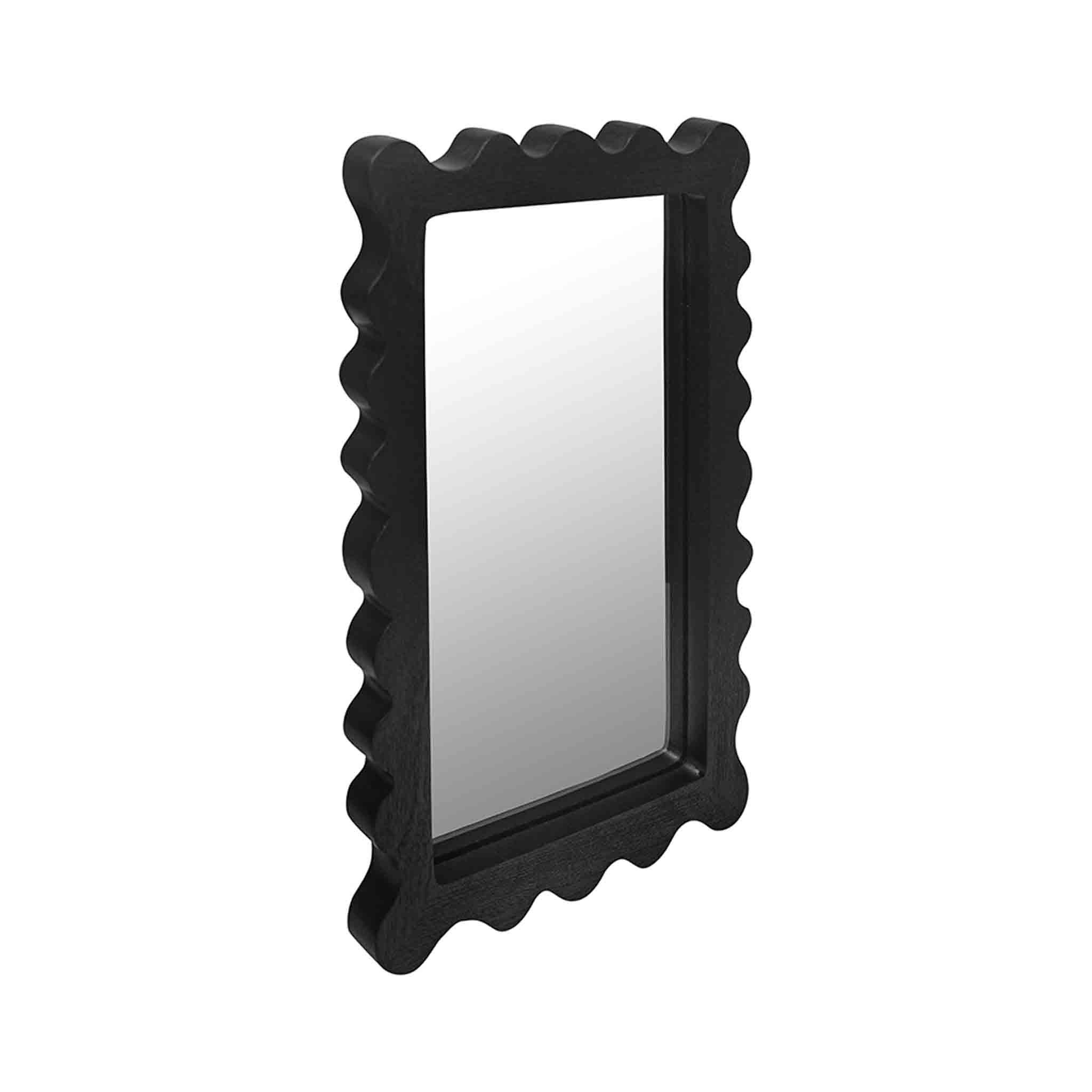 Wooden Rectangular Wall Hanging Mirror, Black