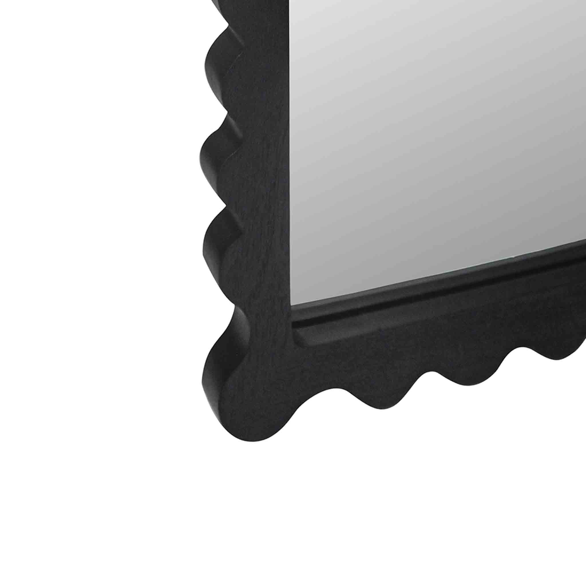 Wooden Rectangular Wall Hanging Mirror, Black